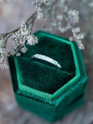 Raw Green Beryl Ring with Hidden Gems