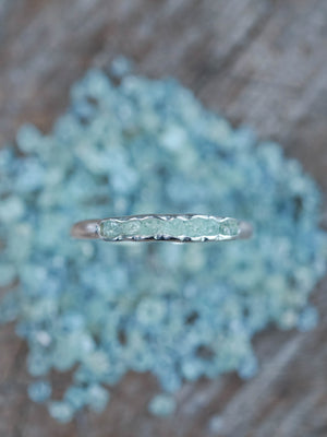 Raw Green Beryl Ring with Hidden Gems
