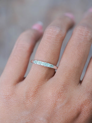 Raw Green Beryl Ring with Hidden Gems