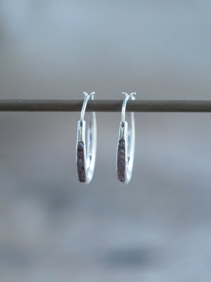 Raw Borneo Sapphire Hoop Earrings in recycled sterling silver