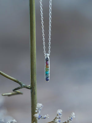 Ready to Ship Rainbow Necklace with Hidden Gems in recycled sterling silver from Pride Jewelry Collection
