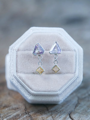 Ready to ship Ametrine Stud Earrings in recycled sterling silver