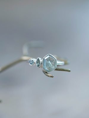 Ready to ship Green Montana Sapphire Ring in recycled sterling silver