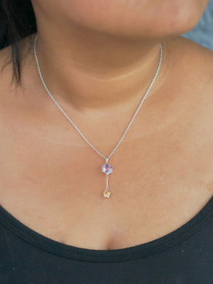 Ready to ship Hexagon Amethyst and Star Citrine Necklace in sterling silver