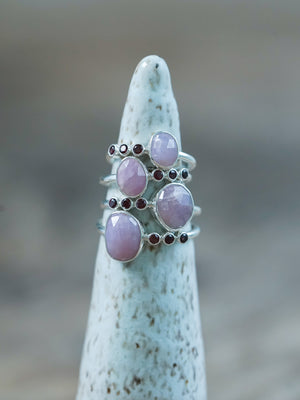 Ready to ship Rose Cut Sapphire and Garnet Rings in sterling silver