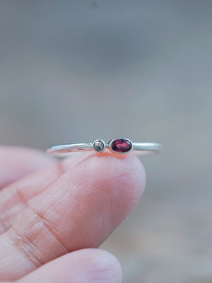 Ready to ship Ruby and Diamond Ring in recycled sterling silver