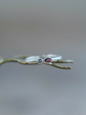 Ready to ship Ruby and Diamond Ring in sterling silver