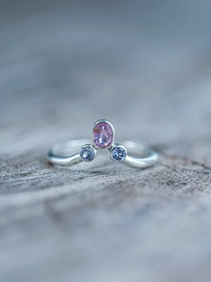 Ready to ship Sapphire and Tanzanite Ring in sterling silver