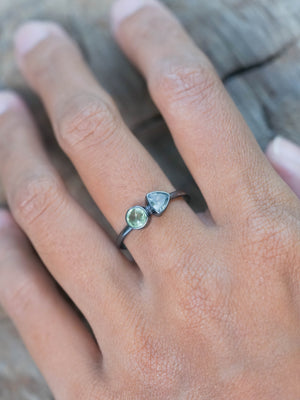 Recycled Sterling Silver Apatite and Tanzanite Ring