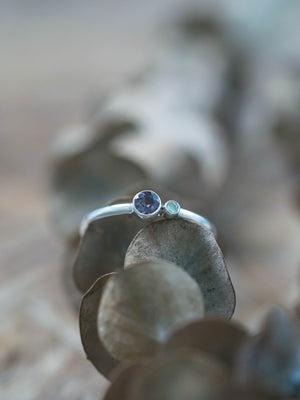 Recycled Sterling Silver Color Change Garnet and Moonstone Ring