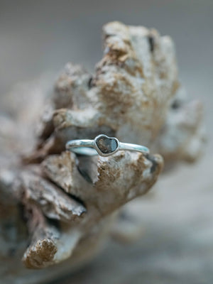 Recycled Sterling Silver Diamond Heart Shaped Ring