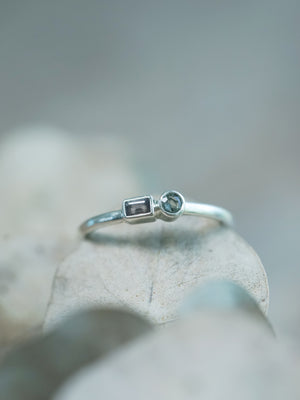Recycled Sterling Silver Double Sapphire Ring