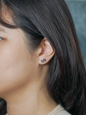 Recycled Sterling Silver Mismatched Amethyst, Tanzanite, and Opal Earrings