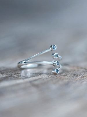 Recycled Sterling Silver Open Hug Aquamarine Band