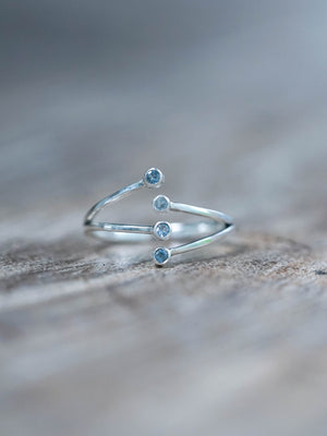 Recycled Sterling Silver Open Hug Aquamarine Band Ring