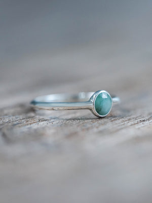 Recycled Sterling Silver Rose Cut Emerald Ring