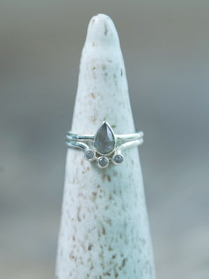Recycled Sterling Silver Rose Cut Spinel Ring Set