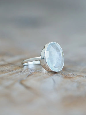 Rose Cut Aquamarine Ring in Silver