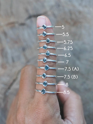 Rose Cut Blue Diamond Ring in Silver