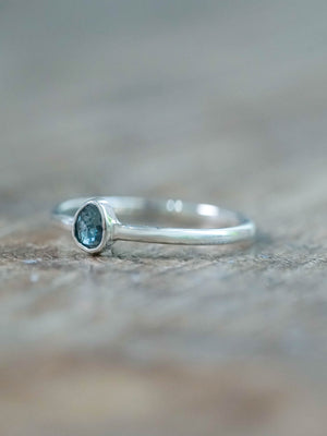 Rose Cut Blue Diamond Ring in Silver