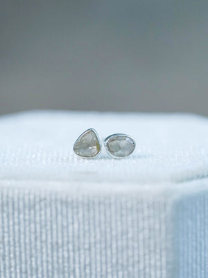 Rose Cut Diamond Earrings in Sterling Silver