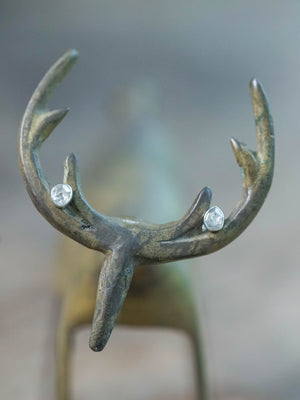 Rose Cut Diamond Earrings in Sterling Silver