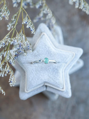 Rose Cut Emerald and Moonstone Ring - Gardens of the Sun | Ethical Jewelry