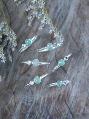 Rose Cut Emerald and Moonstone Ring - Gardens of the Sun | Ethical Jewelry