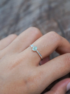 Rose Cut Emerald and Moonstone Ring - Gardens of the Sun | Ethical Jewelry