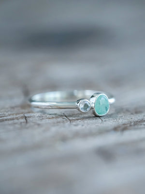 Rose Cut Emerald and Moonstone Ring