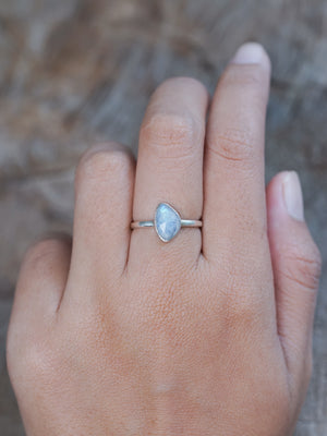 Rose Cut Moonstone Ring in Silver