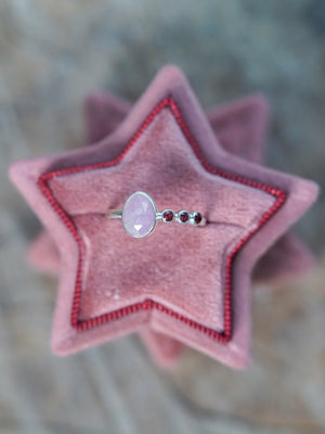 Rose Cut Sapphire and Garnet Ring