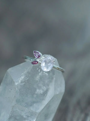 Rose Quartz, Ruby and Pink Sapphire Ring