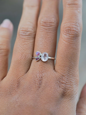 Rose Quartz, Ruby and Pink Sapphire Ring