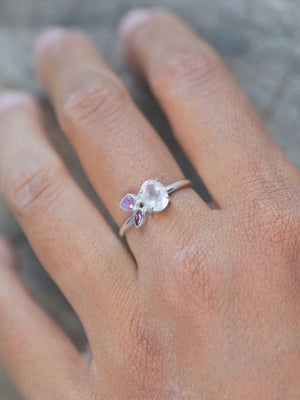 Rose Quartz, Ruby and Pink Sapphire Ring
