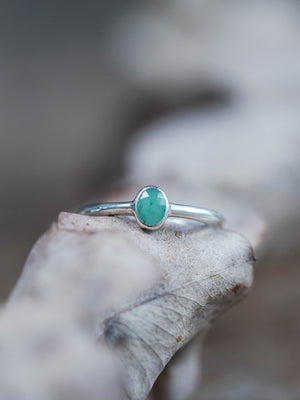 Rose Cut Emerald Ring in Sterling Silver