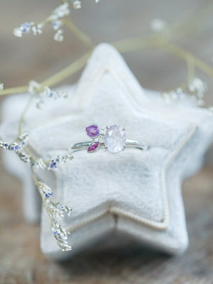 Rose Quartz, Ruby, and Pink Sapphire Ring