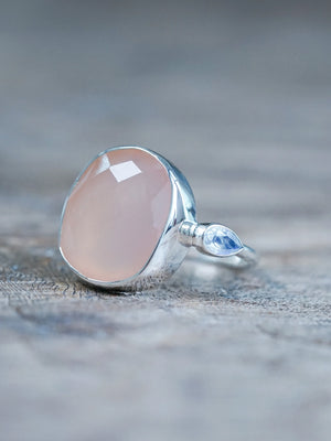 Rose Quartz and Moonstone Ring in Recycled Sterling Silver