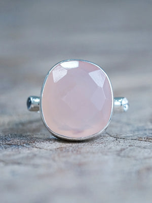 Rose Quartz and Moonstone Ring in Sterling Silver