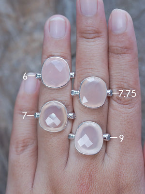 Rose Quartz and Moonstone Rings in Silver