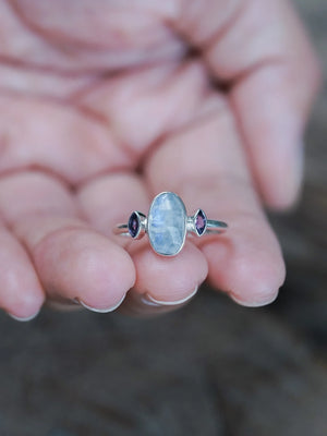 Moonstone and Amethyst Ring