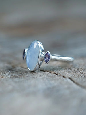 Moonstone and Amethyst Ring