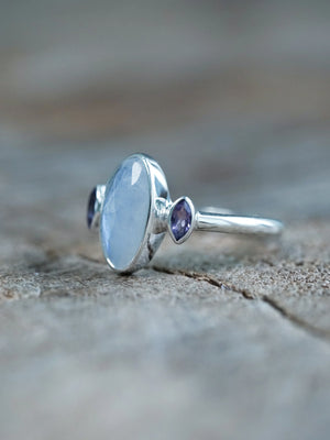 Moonstone and Amethyst Ring
