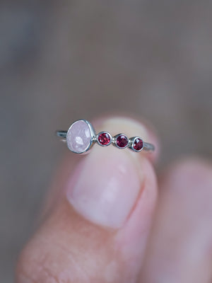 Rose Cut Sapphire and Garnet Ring - size 4.5
