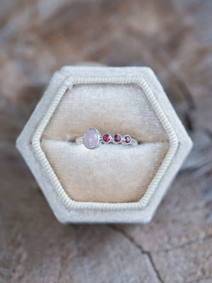 Rose Cut Sapphire and Garnet Ring - size 4.5