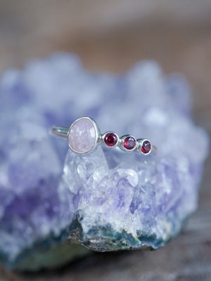 Rose Cut Sapphire and Garnet Ring