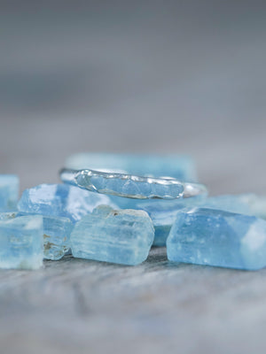 Rough Aquamarine Ring with Hidden Gems - Gardens of the Sun | Ethical Jewelry