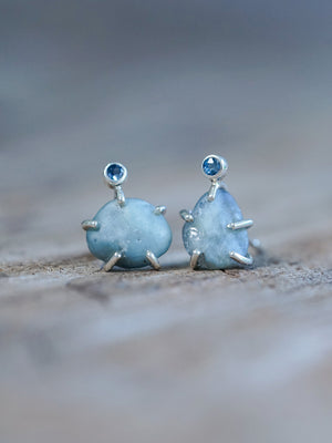 Rough Sapphire Stud Earrings - Gardens of the Sun | Ethical Jewelry