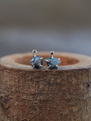 Rough Sapphire Stud Earrings - Gardens of the Sun | Ethical Jewelry