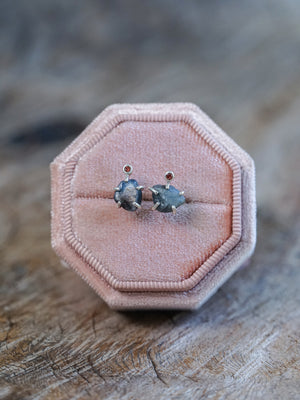 Rough Sapphire Stud Earrings - Gardens of the Sun | Ethical Jewelry